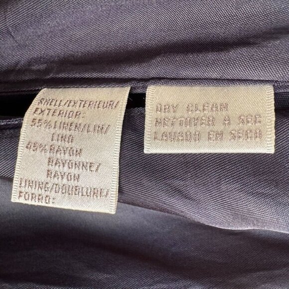 90s Vintage 90s Jones New York Linen Blend Tan Blue Green Strip Collarless Blaze - Picture 9 of 10